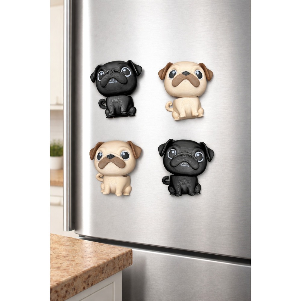 Cute Pug Fridge Magnets Set of 4‎ Wiggle Dog Magnets Strong Hold Refrigerator